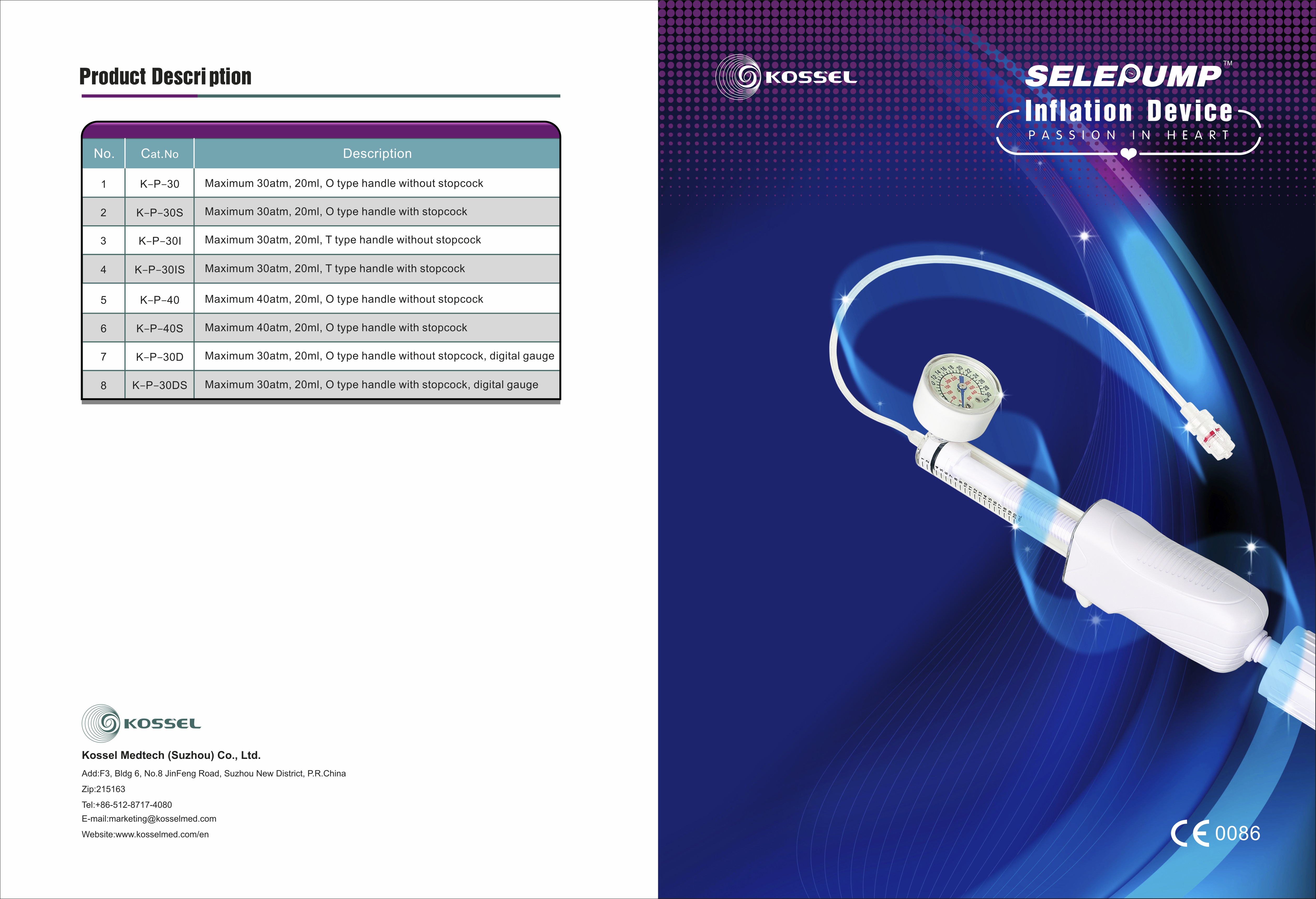 Medical Manual Balloon Catheter Inflation device with CE certificate